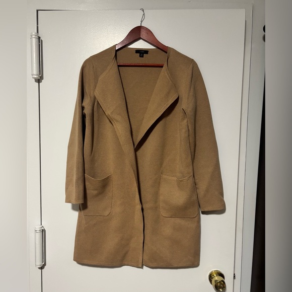J. Crew Tan Juliette Collarless Women's Cardigan Sweater - Picture 2 of 12
